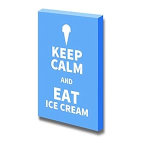 Canvas Wrap Wall Art - Keep Calm and Eat Icecream| Modern Wall Art Stretched Canvas Prints Ready to Hang - 24" x 16"