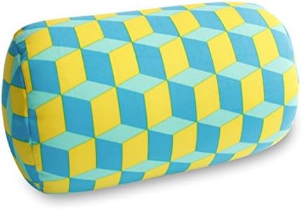 Bookishbunny Micro Beads Cylinder Bolster Roll Pillow 7" x 12" (Blue Yellow Cube)