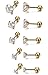 FUNRUN JEWELRY 5 Paris Stainless Steel Stud Earrings for Women Men Crystal Helix Tragus Barbell Earrings 3-7mm Yellow