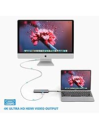 USB-C Multi-Port Adapter with 4K HDMI, Gigabit Ethernet, 2 USB 3.0, USB C Hub, Type-C PD Charging Dock for MacBook pro 13 15 2018,2017,2016,MacBook Air 2018,iPad pro 2018(Thunderbolt 3) Dongle