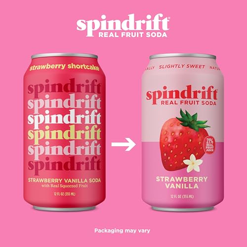 SPINDRIFT SODA “STRAWBERRY SHORTCAKE” STRAWBERRY VANILLA SODA WITH REAL SQUEEZED FRUIT 12 PACK CASE