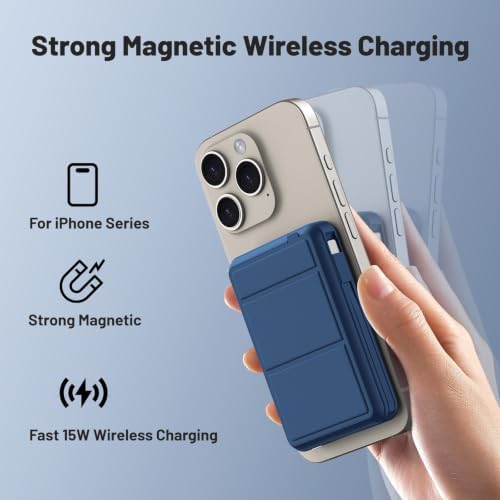 Power Bank, für Magsafe Powerbank iPhone 10000mAh mit Ständer, Blau — Foto 2 von 6
