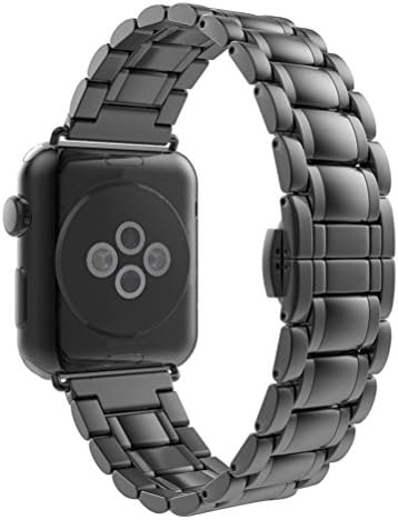 Hontao Stainless Steel Band for Apple Watch 42mm, Metal Link Replacement Strap for iWatch Series 3/2/1 (black 42mm - 5 pointers)