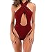 SportsX Women's Solid Halter Backless One Piece Fashion Swimwear Bikini Wine Red XS 1942464258 Book Cover