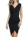 ANGVNS Women Sexy Deep V Neck Sleeveless Causal Cocktail Evening Party Summer Dress(Black,L)