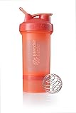 BlenderBottle C01717 ProStak System with 22-Ounce Bottle and Twist n' Lock Storage, 22 oz, Coral