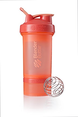 BlenderBottle C01717 ProStak System with 22-Ounce Bottle and Twist n' Lock Storage, 22 oz, Coral