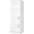 YITAHOME 4-Drawer File Cabinet with Lock, 15.86" Deep Vertical Filing Cabinet, Storage File Drawers for Letter A4-Sized Files, Need to Assemble, White