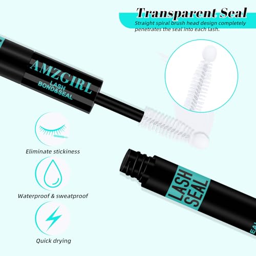 Lash Bond and Seal Waterproof,Eyelash Extension Glues for Lash Clusters,Lashes Glue Long Lasting Eyelashes Glue and Lock for DIY Lash Extensions Super Strong Hold 72 Hours at Home