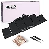 Ansanor A1417 New Laptop Battery for MacBook Pro 15 Inch Retina A1398 (Only fit 2012 Early 2013 Version),fit MC975LL/A MC976LL/A ME665LL/A ME664LL/A MD831LL/A-[18 Months Warranty 10.95V 95Wh]