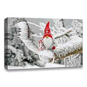 Canvas Wall Art Christmas Santa Claus Decor Painting Artwork for Home Prints Framed - 12x18 inches