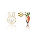 14k Gold Plated Enamel Rabit Carrot Baby Girls Earrings with Sterling Silver Post