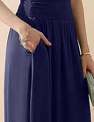 DOUBLJU Casual High Waisted Maxi Skirts with Pocket