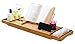 DOZYANT Bamboo Bathtub Caddy Tray Bathtub Rack, One or Two Person Bath Tray with Extending Sides for Towel Book Glass, with Two Tower Trays