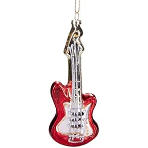 Muzikale kerstbal in vorm van rode gitaar – ca. 15 cm
