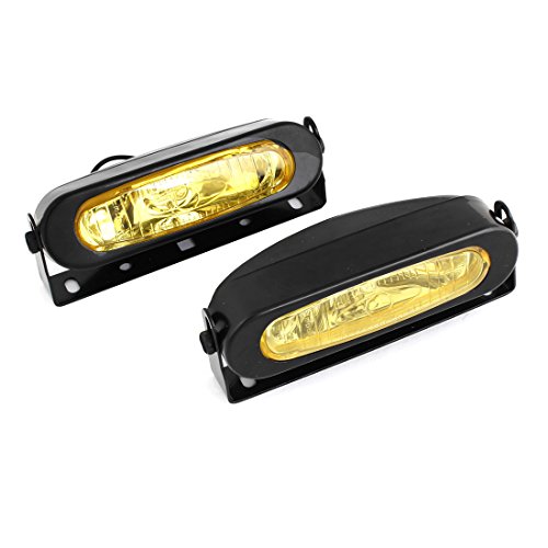 2 Pcs Black Casing H3 Light Fog Halogen Lamp Headlamp Yellow 55W 12V