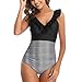 Leadmall Women’s Tankini Monokini Swimwear | Ladies Color Block Flounce V Neck One Piece Swimsuit Stripe Tummy Control Beachwearthumb 2