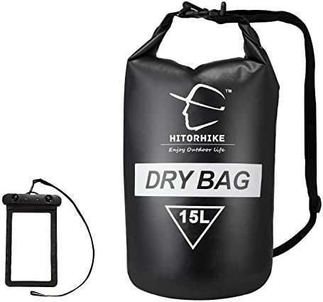 Dry Bag Sack Waterproof Super Lightweight Roll Top Sack with Shoulder Strap Waterproof Phone Case for Beach Hiking Fishing Camping Kayaking Fishing Rafting Swimming Snowboarding (15L/25L)