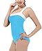 Vintage One Piece Bathing Suits Swimsuit Push Up Padded Swimwear for Women Blue L