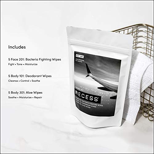 TRAVEL KIT Includes 5 Bacteria Fighting Face Wipes, 5 AluminumFree