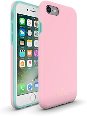 iPhone 7, iPhone 8 Protective Phone Case from Mink - Madison Series - Soft-Touch Coating. Detachable Hard Rubber Inner Liner - Slim, Sturdy, Lightweight and Beautiful - Pink and Tiffany Blue