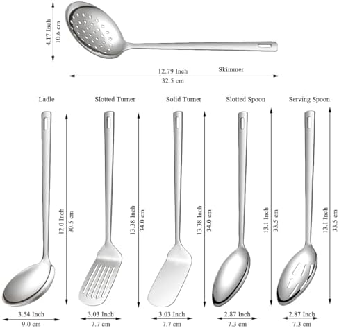 Juego de utensilios de cocina 6 piezas, acero inoxidable juego de espátulas para herramientas de cocina de alta resistencia, accesorios de cocina esenciales para el hogar