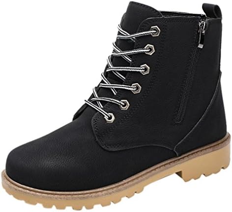 Martin Boots For Men,Kstare Men's Fashion Zipper Low Cut Trim Flat Ankle Leather Boots Casual Martin Shoes (Black, US:9.5/EU:43)