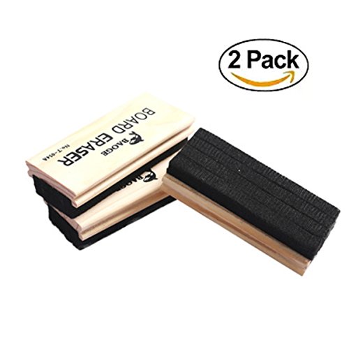 2 Pack Premium Wool Felt Chalkboard Eraser Dustless Wood Chalkboard Eraser