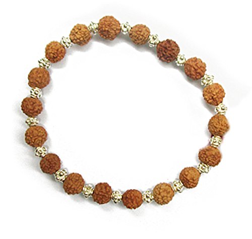 Rudraksha Sterling Silver or Gold Plated Stretch Bracelets 6mm