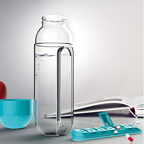 Multifunction Portable 7 Daily Pill Box Water Bottle Cup Case Capsule Organizer blue 600ml Sport Fitness Gym Drinking Water Bottle (Blue) - Thumbnail 3