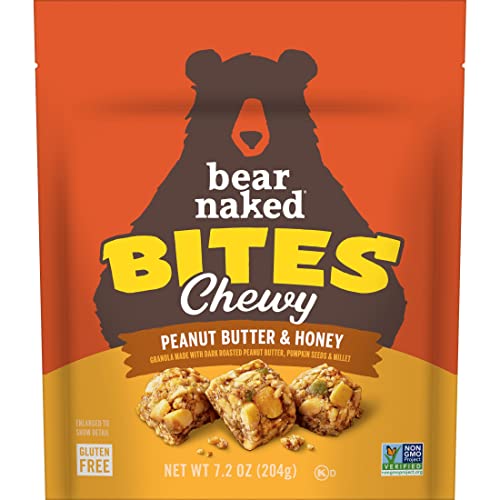 BEAR NAKED GRANOLA BITES, VEGETARIAN, GLUTEN FREE SNACKS, PEANUT BUTTER AND HONEY, 7.2OZ BAG (1 BAG)