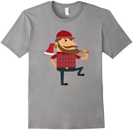 Mens Lumberjack T-Shirt Hipster Mountain Man Flannel Axe Tee Large Slate