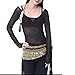 BellyLady Multi-Row Gold Coins Belly Dance Skirt Wrap & Hip Scarf, Gift Idea-Black