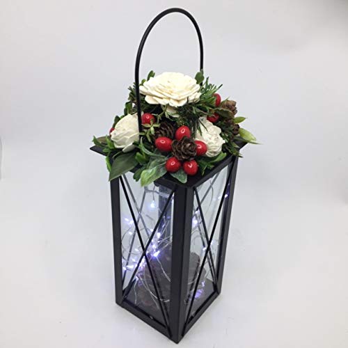Amazon Com Sola Wood Flower Decorated Holiday Lantern Christmas