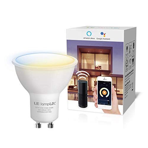 LE-LampUX-Bombillas-Inteligentes-GU10-Bombilla-WIFi-Funciona-con-Alexa-y-Google-Home-Blanco-Clido-a-Fro-Bombilla-LED-Regulable-No-Requiere-Hub410lm-45W50W-2700K-6500K-24GHz-WiFi