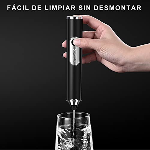 MXCOCO Agitador de Leche 6 en 1 con Base de Soporte, Espumador de Leche Eléctrico, 3 Cabezales de Acero Inoxidable y 3 Velocidades, Batidora de Mano Ideal para Capuchino, Batidos, Huevos y Harina