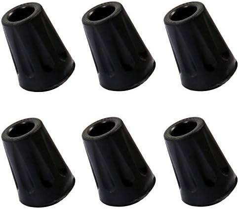 6-Pack Replacement Rubber Tips - Fits Most Hiking Sticks, Trekking Poles, Walking Canes