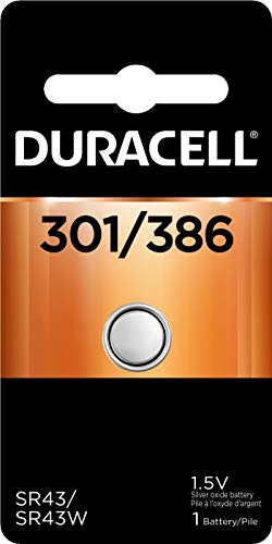 Duracell â€“ 301/386B 1.5V Silver Oxide Button Battery â€“ Long-Lasting Battery â€“ 1 Count