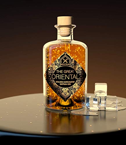 Michi Palma | The Great Oriental Golden-Cardamom-Saffron (1 x 0.5 l) | Premium Spirituose auf Gin-Basis | Mit 23 Karat reinem Blattgold und edler Geschenkverpackung | Goldene Gin-Geschenkidee – Bild 3