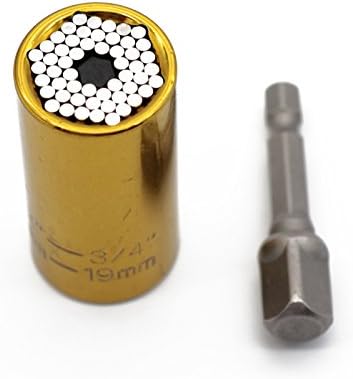SBDX Professional Universal Sockets Wrench Adapter 7mm-19mm,Gator Gripss Sockets Set,Power Drill Adapter Tool, Hand Tool, Multi Function Repair Tools(gold)