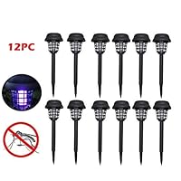BBTshop 2PC Wall-Mount Solar Powered LED Mosquito Killer Lamp, Outdoor Garden Mosquito Repellent Path Light Mosquito Traps (12Pcs)