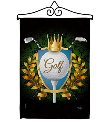 Breeze Decor King of Golf Garden Flag Set Wall Hanger Sports 18 Hole Ball Champ…