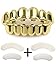 TSANLY Gold Grillz 6 Teeth Mouth 24K Plated Gold Top & Bottom Grills Caps Set for Son + Extra Molding Bars + Microfiber Cloth