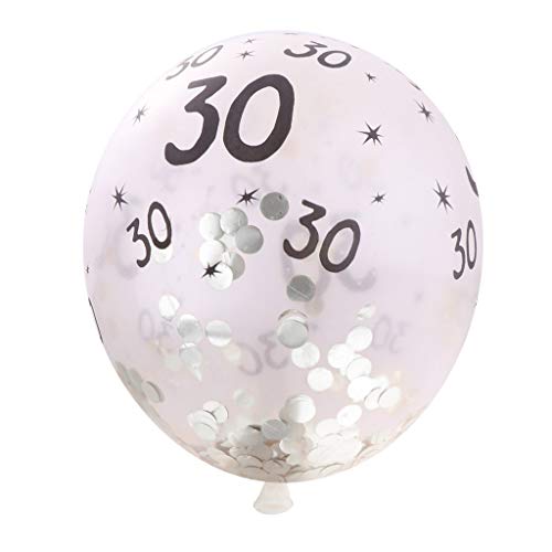 20pcs 30th Party Balloons Confetti Balloons Number Balloons for Birthday Party Wedding Anniversary Ceremony Decoration - Silver - Thumbnail 2