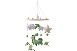 Dinosaur Baby Crib Mobile | Boys Nursery Decoration | Wooden Mobile for Crib | Dinosaur w/Bells Nursery Mobile Theme | Newbor