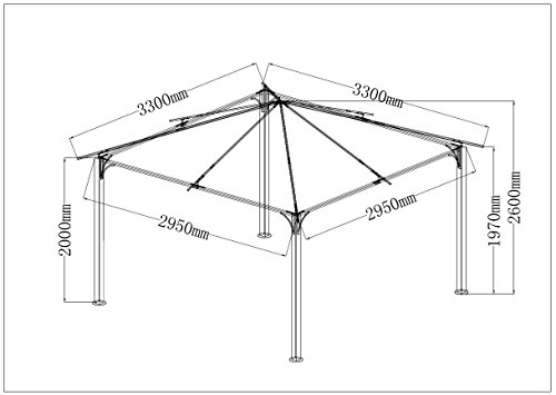 Garten Pavillon VENEZIA 3x3m mit Seitenteilen, Dach wasserdicht, naturfarben – Bild 8