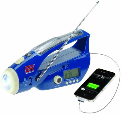 ER Emergency Ready 6NWB Solar/Hand-Crank Powered LED Flashlight with Digital Weather Band Radio and USB Charging Port