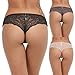 Ekouaer Womens 3 Pack of Sexy Lace Cheeky Hispter Panties Underwear Assorted Colors (Large=US Medium, Grey/Black/Nude)