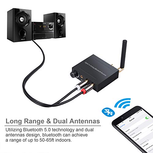 CAMWAY 192kHz Digital to Analog Audio Converter with Bluetooth 5.0