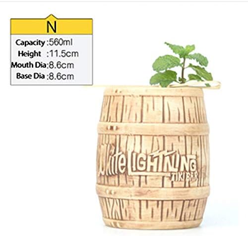 ZKGHJOKZ Tiki Mug Beer Tiki Mugs Cocktail Ceramic Tiki Tumblers - Tiki Bar Professional Drinkware - Hawaiian Party Barware